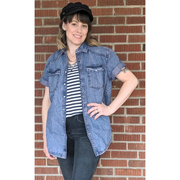 Free People Purple Button Down Shirt - Picture 6 of 8